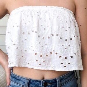 Hollister White Flowy Tube Top
